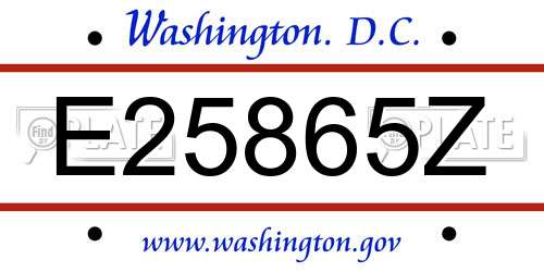 E25865Z District Of Columbia License Plate