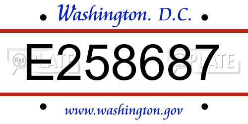 E258687 District Of Columbia License Plate