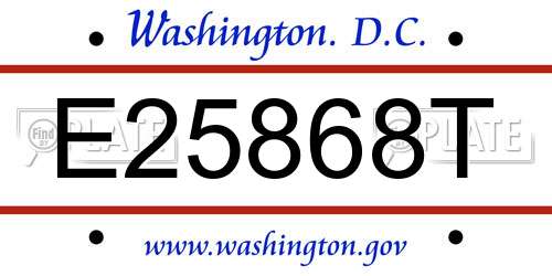 E25868T District Of Columbia License Plate