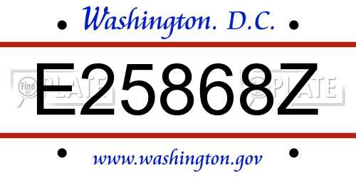 E25868Z District Of Columbia License Plate