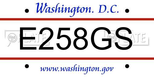 E258GS District Of Columbia License Plate