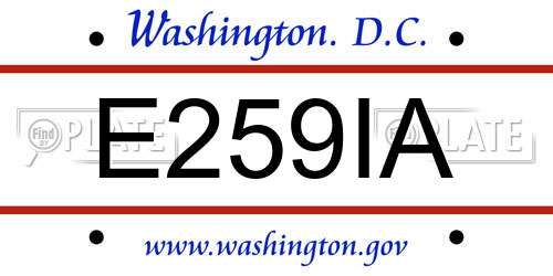 E259IA District Of Columbia License Plate