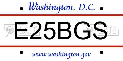 E25BGS District Of Columbia License Plate