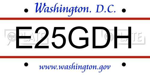 E25GDH District Of Columbia License Plate