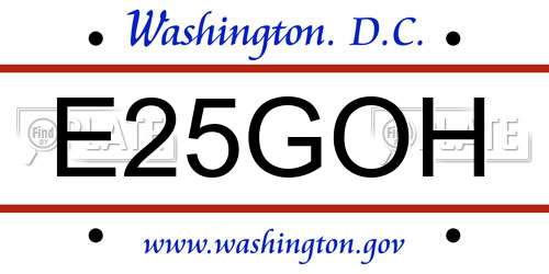 E25GOH District Of Columbia License Plate