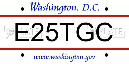 E25TGC District Of Columbia License Plate