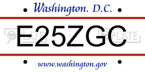 E25ZGC District Of Columbia License Plate