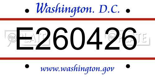 E260426 District Of Columbia License Plate