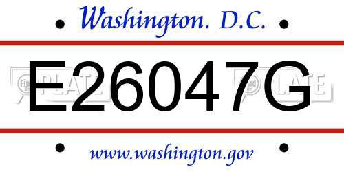 E26047G District Of Columbia License Plate