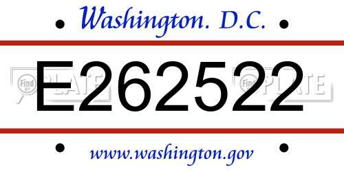 E262522 District Of Columbia License Plate