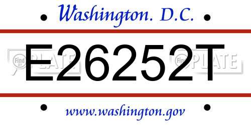 E26252T District Of Columbia License Plate