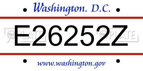 E26252Z District Of Columbia License Plate