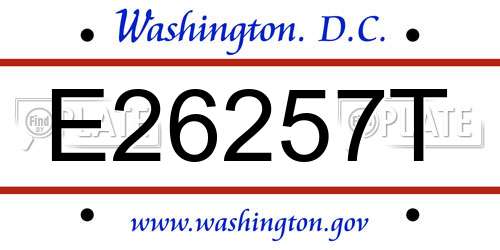 E26257T District Of Columbia License Plate