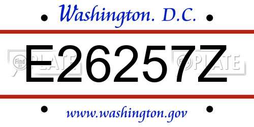 E26257Z District Of Columbia License Plate