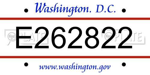 E262822 District Of Columbia License Plate