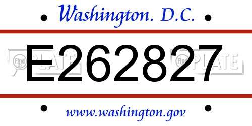 E262827 District Of Columbia License Plate