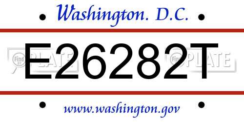 E26282T District Of Columbia License Plate