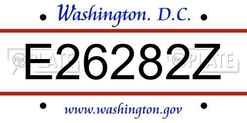 E26282Z District Of Columbia License Plate