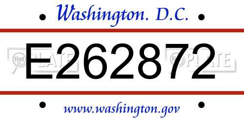 E262872 District Of Columbia License Plate