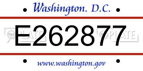 E262877 District Of Columbia License Plate