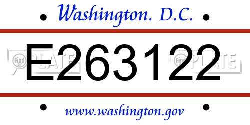E263122 District Of Columbia License Plate