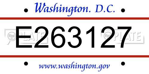 E263127 District Of Columbia License Plate