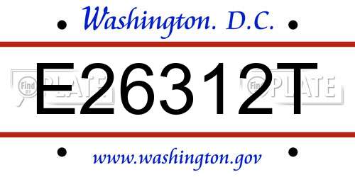 E26312T District Of Columbia License Plate