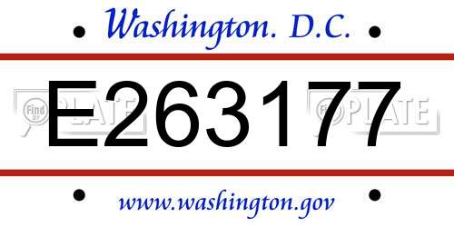 E263177 District Of Columbia License Plate