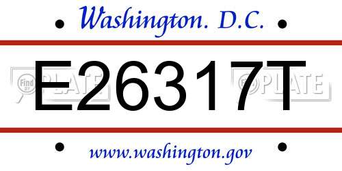 E26317T District Of Columbia License Plate