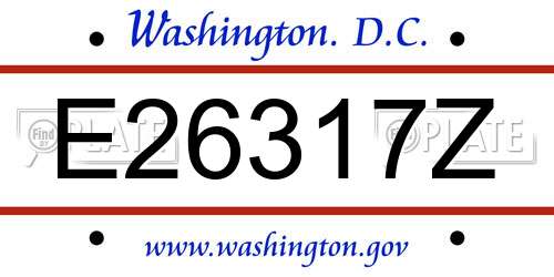 E26317Z District Of Columbia License Plate