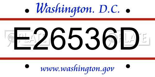 E26536D District Of Columbia License Plate