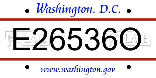 E26536O District Of Columbia License Plate
