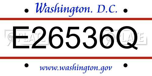 E26536Q District Of Columbia License Plate