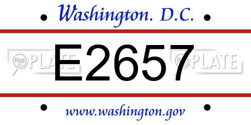 E2657 District Of Columbia License Plate