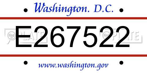 E267522 District Of Columbia License Plate