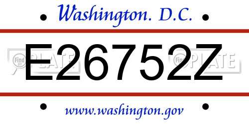 E26752Z District Of Columbia License Plate
