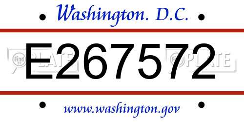 E267572 District Of Columbia License Plate