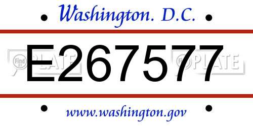 E267577 District Of Columbia License Plate