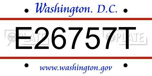 E26757T District Of Columbia License Plate