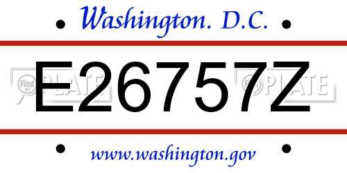 E26757Z District Of Columbia License Plate