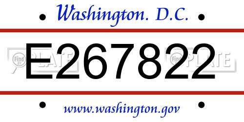 E267822 District Of Columbia License Plate