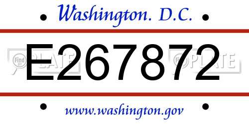 E267872 District Of Columbia License Plate