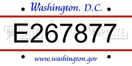 E267877 District Of Columbia License Plate
