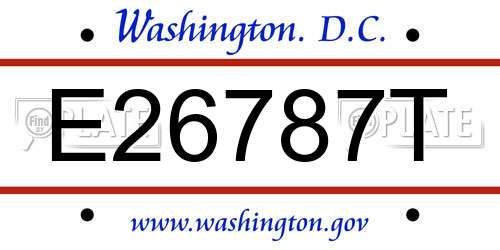 E26787T District Of Columbia License Plate