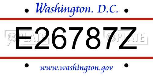 E26787Z District Of Columbia License Plate