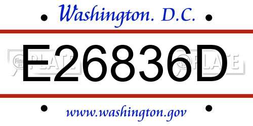 E26836D District Of Columbia License Plate