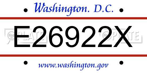 E26922X District Of Columbia License Plate