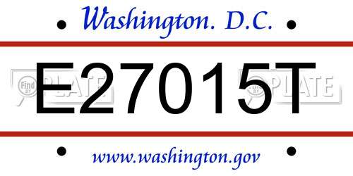 E27015T District Of Columbia License Plate