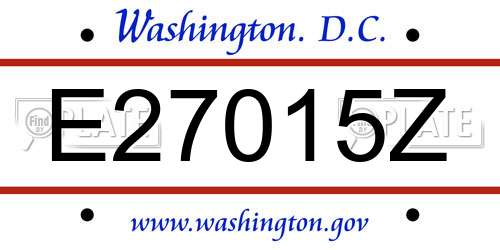 E27015Z District Of Columbia License Plate