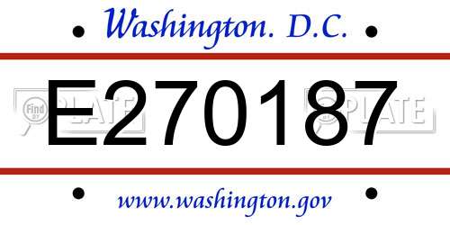 E270187 District Of Columbia License Plate